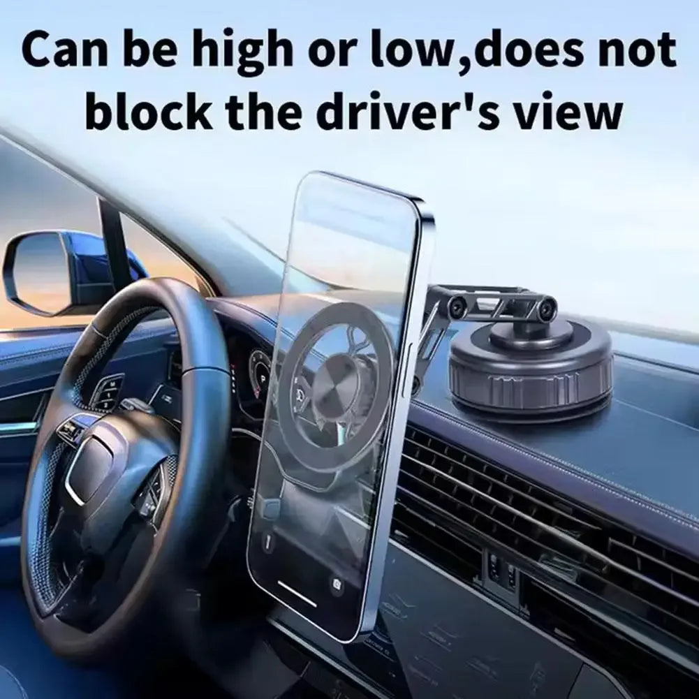 Car Phone Holder With Vacuum Magnetic Suction Cup Foldable Adjustable Arm Phone Stand 360° Rotatable Navigation GPS For Bathroom