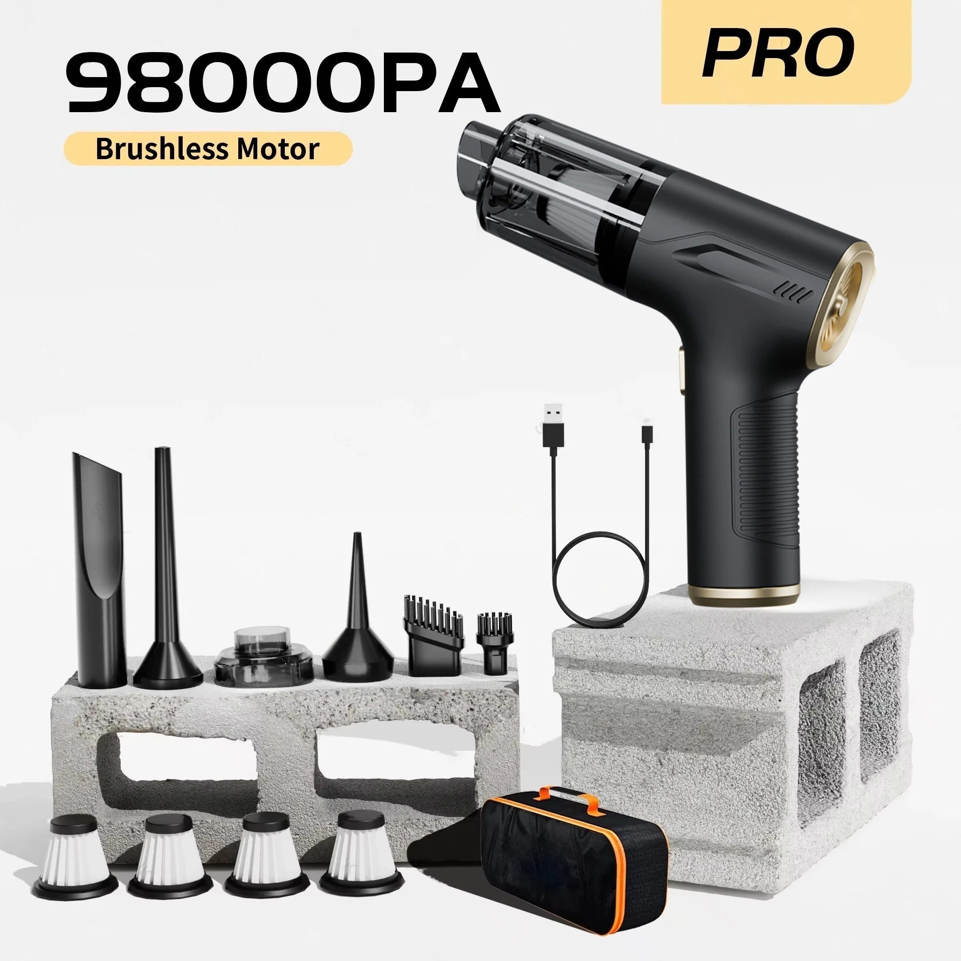 CENRR 98000PA Car Vacuum Cleaner Portable Wireless Cleaner Powerful Strong Suction Handheld Cleaning Machine for Home Appliance