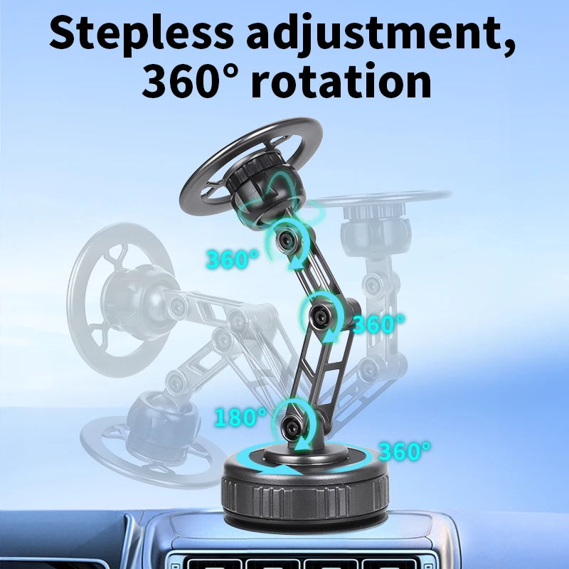 Car Phone Holder With Vacuum Magnetic Suction Cup Foldable Adjustable Arm Phone Stand 360° Rotatable Navigation GPS For Bathroom