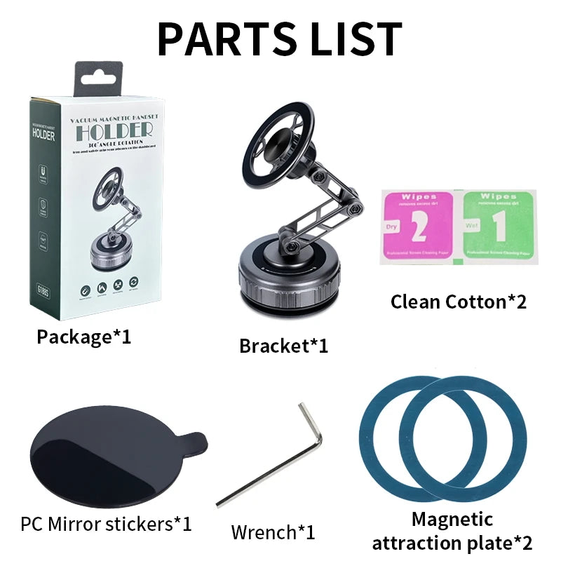 Car Phone Holder With Vacuum Magnetic Suction Cup Foldable Adjustable Arm Phone Stand 360° Rotatable Navigation GPS For Bathroom