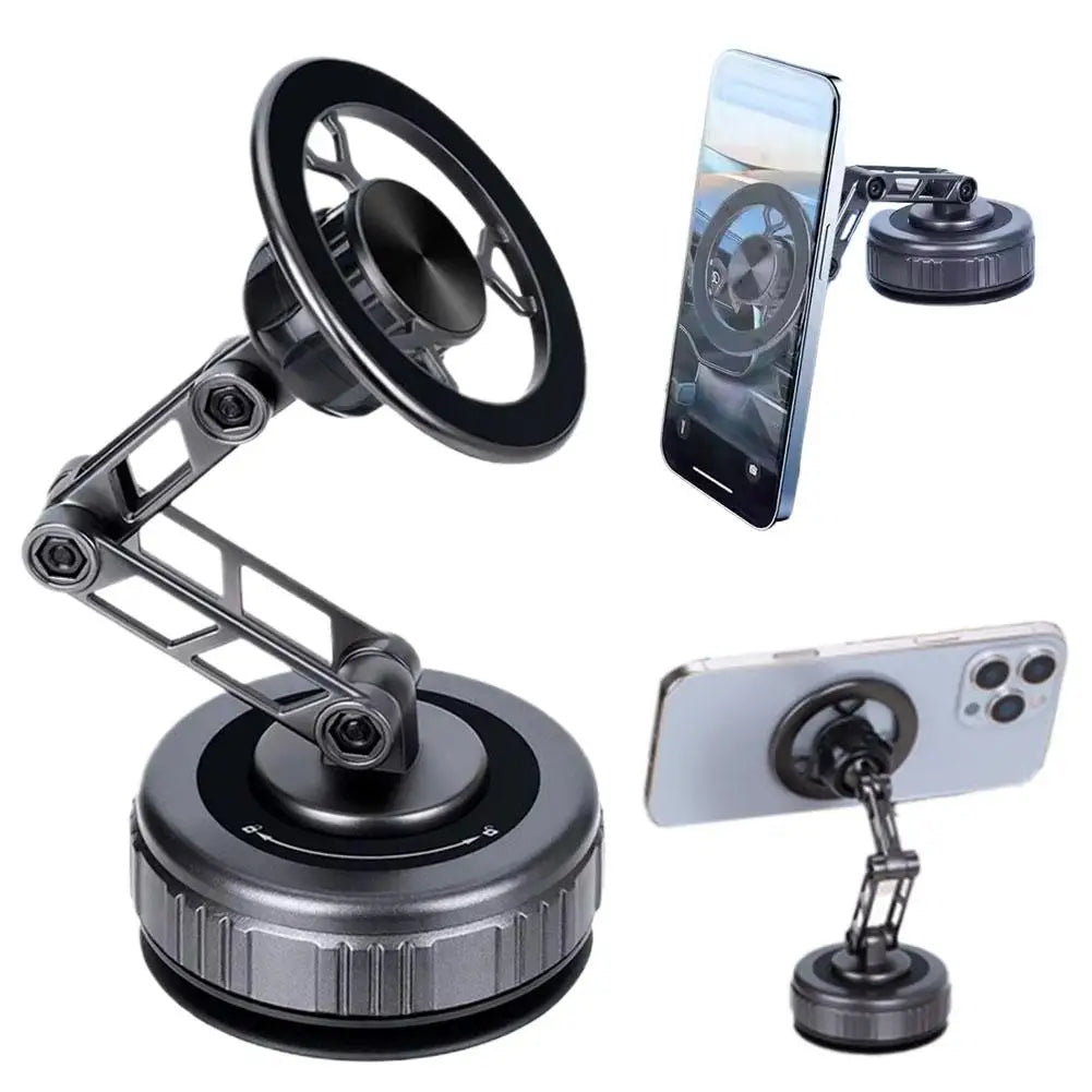 Car Phone Holder With Vacuum Magnetic Suction Cup Foldable Adjustable Arm Phone Stand 360° Rotatable Navigation GPS For Bathroom