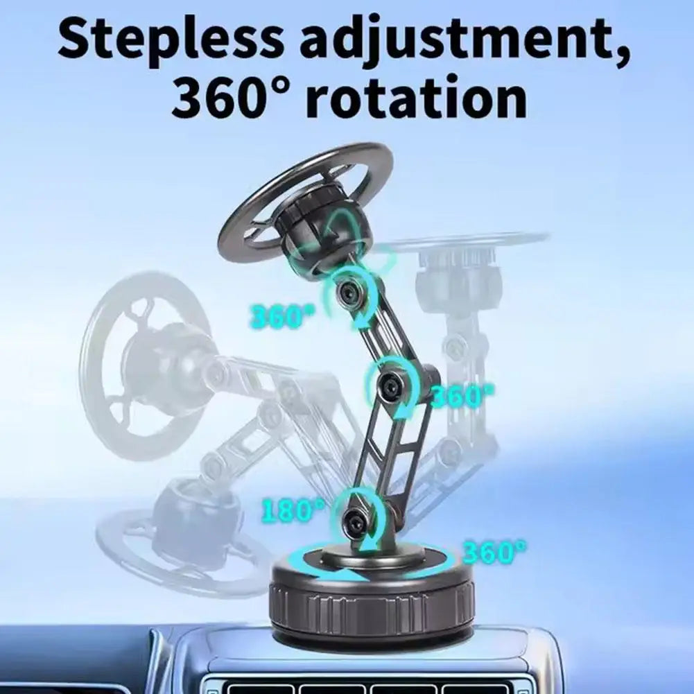 Car Phone Holder With Vacuum Magnetic Suction Cup Foldable Adjustable Arm Phone Stand 360° Rotatable Navigation GPS For Bathroom