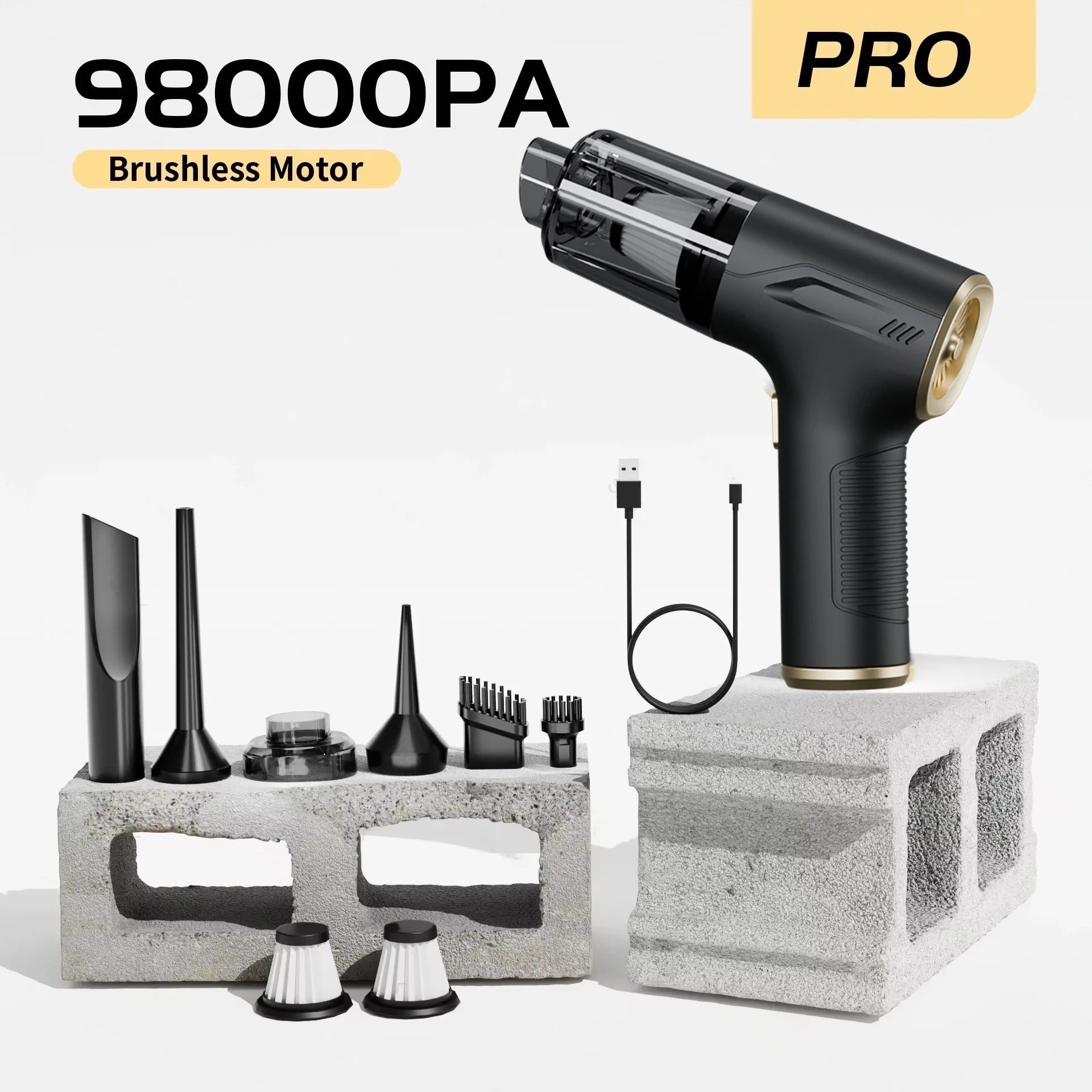 CENRR 98000PA Car Vacuum Cleaner Portable Wireless Cleaner Powerful Strong Suction Handheld Cleaning Machine for Home Appliance