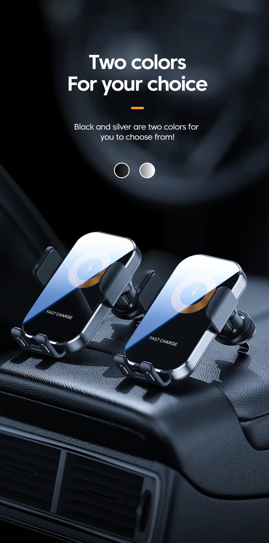 Universal Car Wireless Charger Auto Car Mount Phone Holder Stand 15W Fast Charging For iPhone Xiaomi Samsung Intelligent Sensing