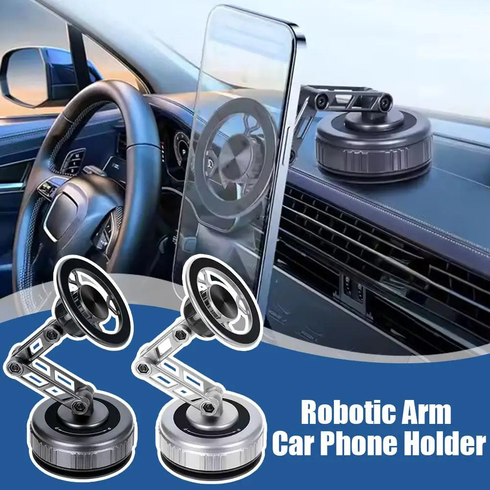 Car Phone Holder With Vacuum Magnetic Suction Cup Foldable Adjustable Arm Phone Stand 360° Rotatable Navigation GPS For Bathroom