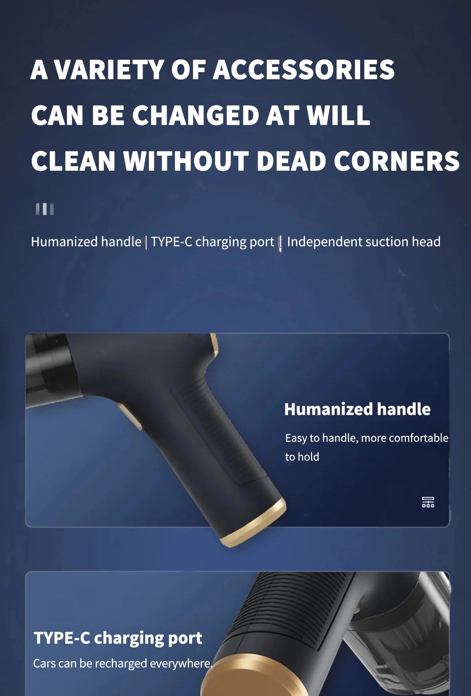 CENRR 98000PA Car Vacuum Cleaner Portable Wireless Cleaner Powerful Strong Suction Handheld Cleaning Machine for Home Appliance