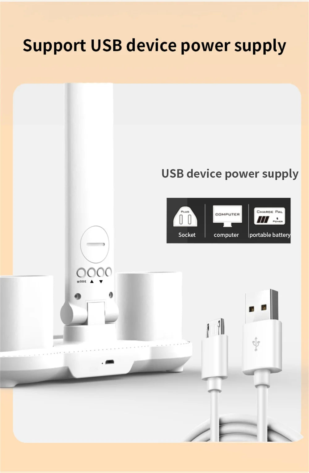 LED Desk Lamp USB Dimmable Touch Foldable Table Lamp with Calendar Temperature Clock Night Light for Study Reading Lamp