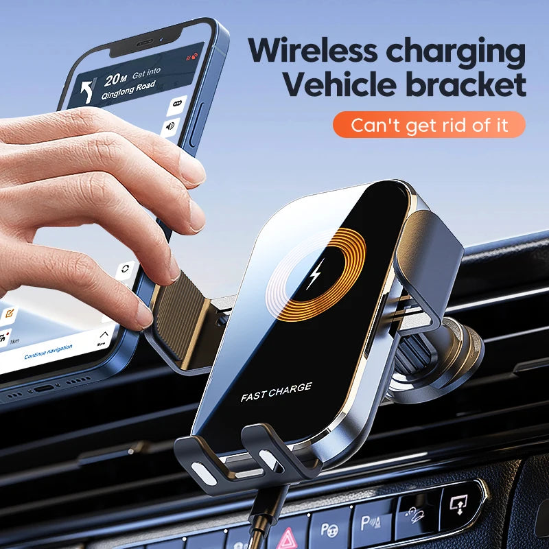 Universal Car Wireless Charger Auto Car Mount Phone Holder Stand 15W Fast Charging For iPhone Xiaomi Samsung Intelligent Sensing