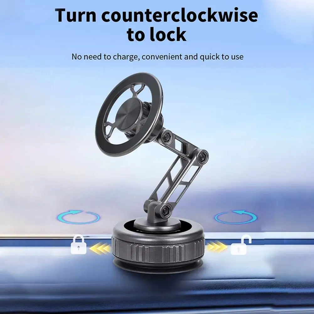Car Phone Holder With Vacuum Magnetic Suction Cup Foldable Adjustable Arm Phone Stand 360° Rotatable Navigation GPS For Bathroom