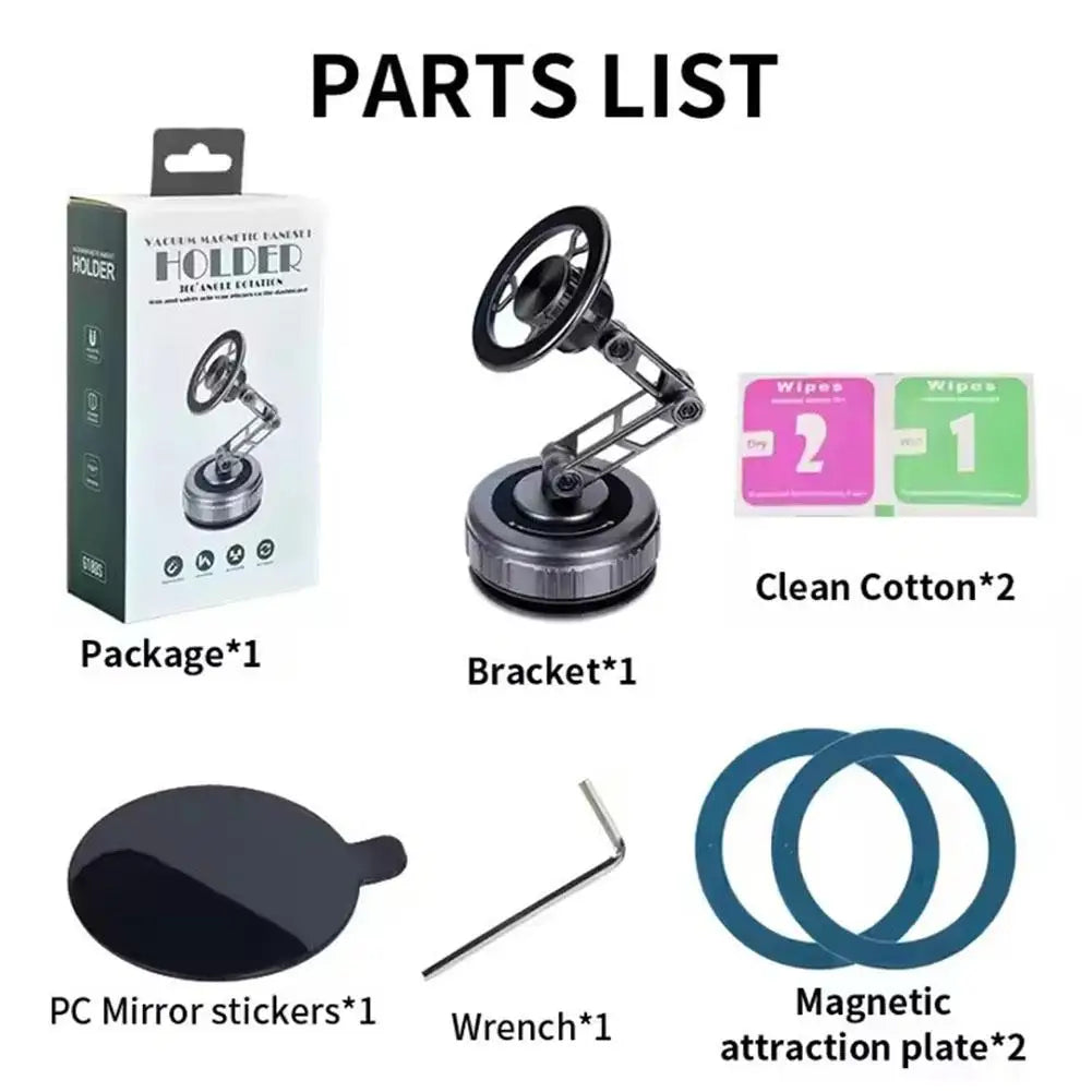 Car Phone Holder With Vacuum Magnetic Suction Cup Foldable Adjustable Arm Phone Stand 360° Rotatable Navigation GPS For Bathroom