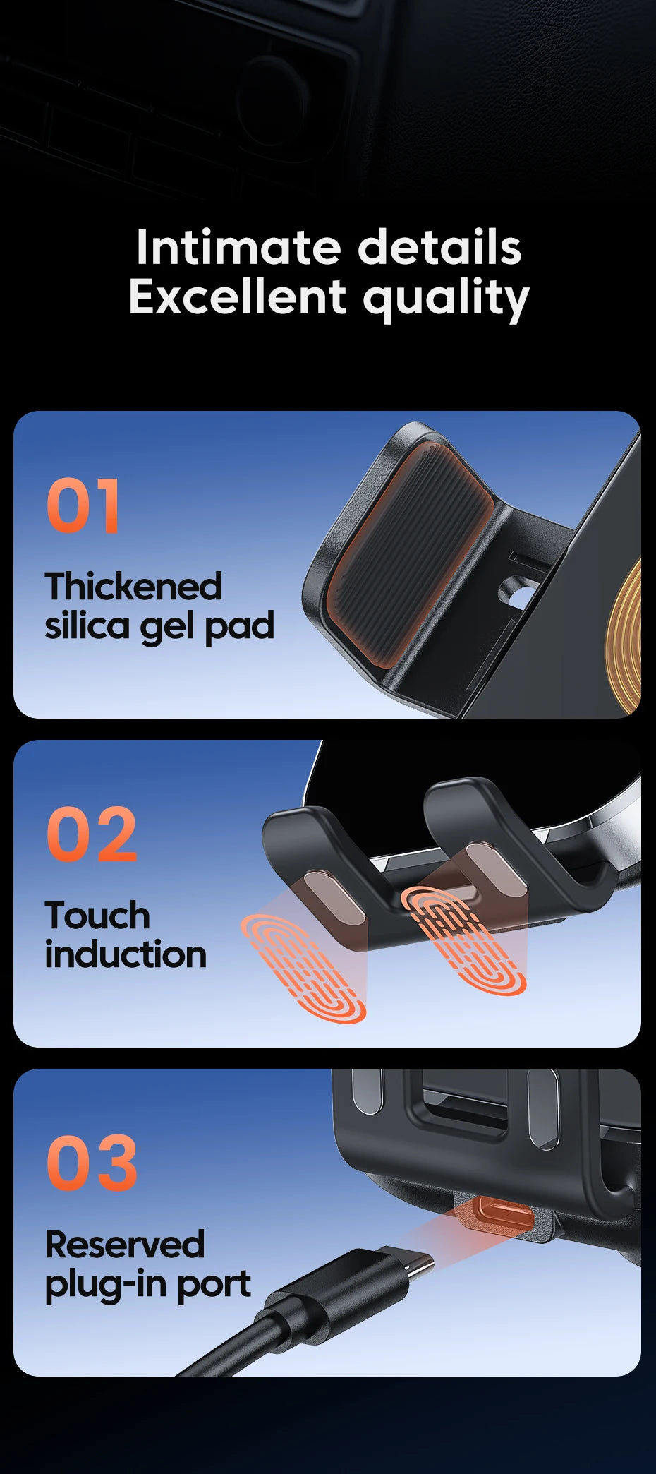 Universal Car Wireless Charger Auto Car Mount Phone Holder Stand 15W Fast Charging For iPhone Xiaomi Samsung Intelligent Sensing