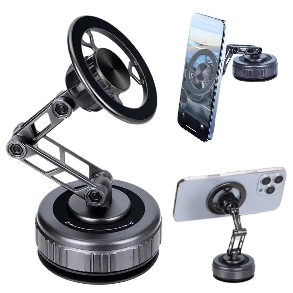 Car Phone Holder With Vacuum Magnetic Suction Cup Foldable Adjustable Arm Phone Stand 360° Rotatable Navigation GPS For Bathroom