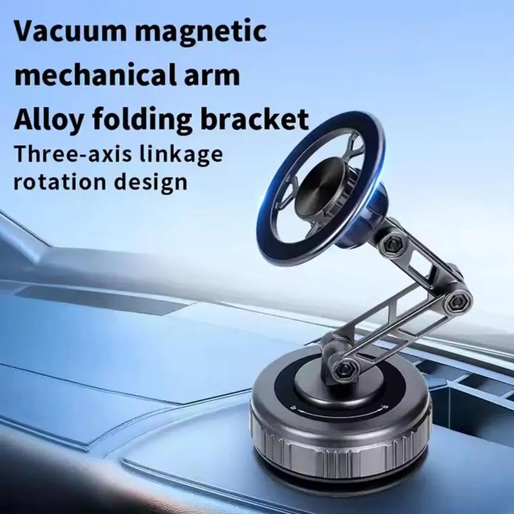 Car Phone Holder With Vacuum Magnetic Suction Cup Foldable Adjustable Arm Phone Stand 360° Rotatable Navigation GPS For Bathroom