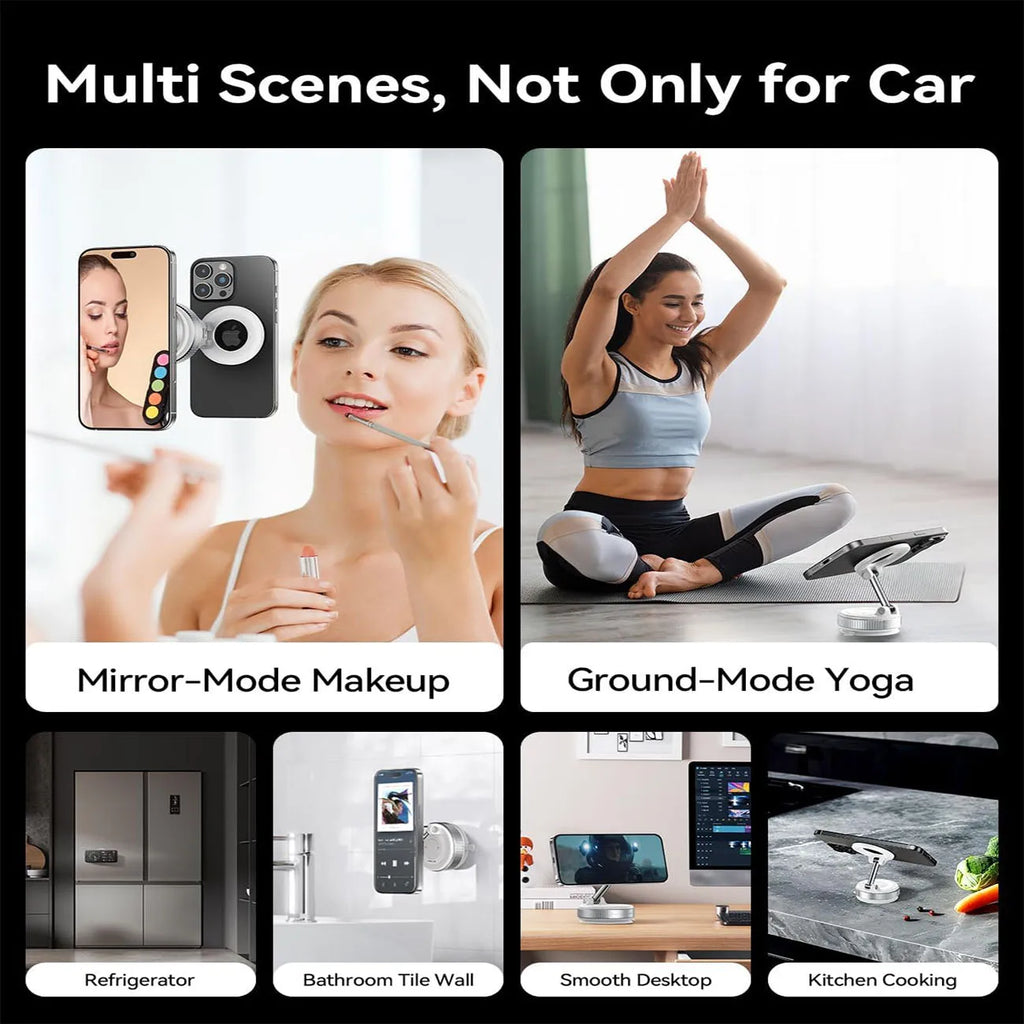 Magnetic Suction Cup Phone Mount for Magsafe 360° Adjustable Magnetic Car Phone Holder Pocket Size Foldable Car Mount