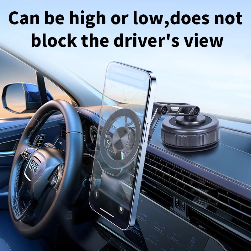 Car Phone Holder With Vacuum Magnetic Suction Cup Foldable Adjustable Arm Phone Stand 360° Rotatable Navigation GPS For Bathroom